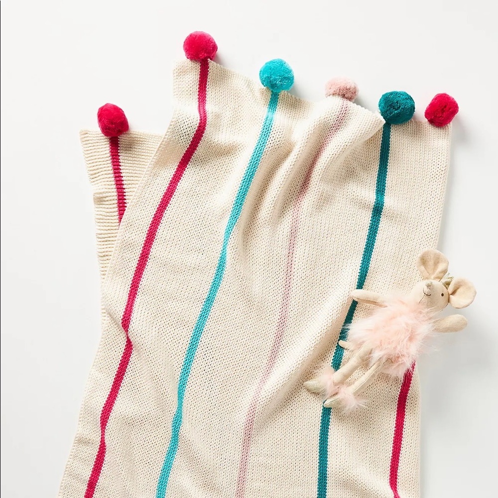 Anthropologie Kids Pommed Wool Blanket